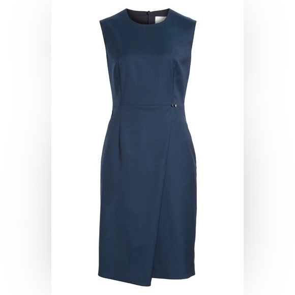 BOSS Dathea Minidessin Wool Sheath Dress Navy Fantasy 12 - Picture 2 of 12